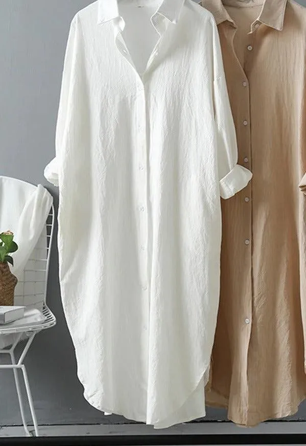 Long sleeve shirt dress for women