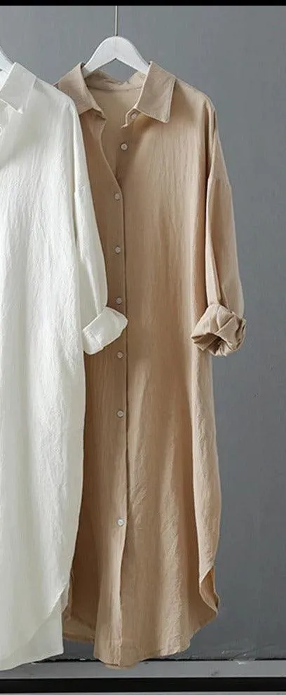 Long sleeve shirt dress for women