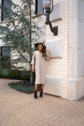 Low Key Cardigan Dress || Taupe
