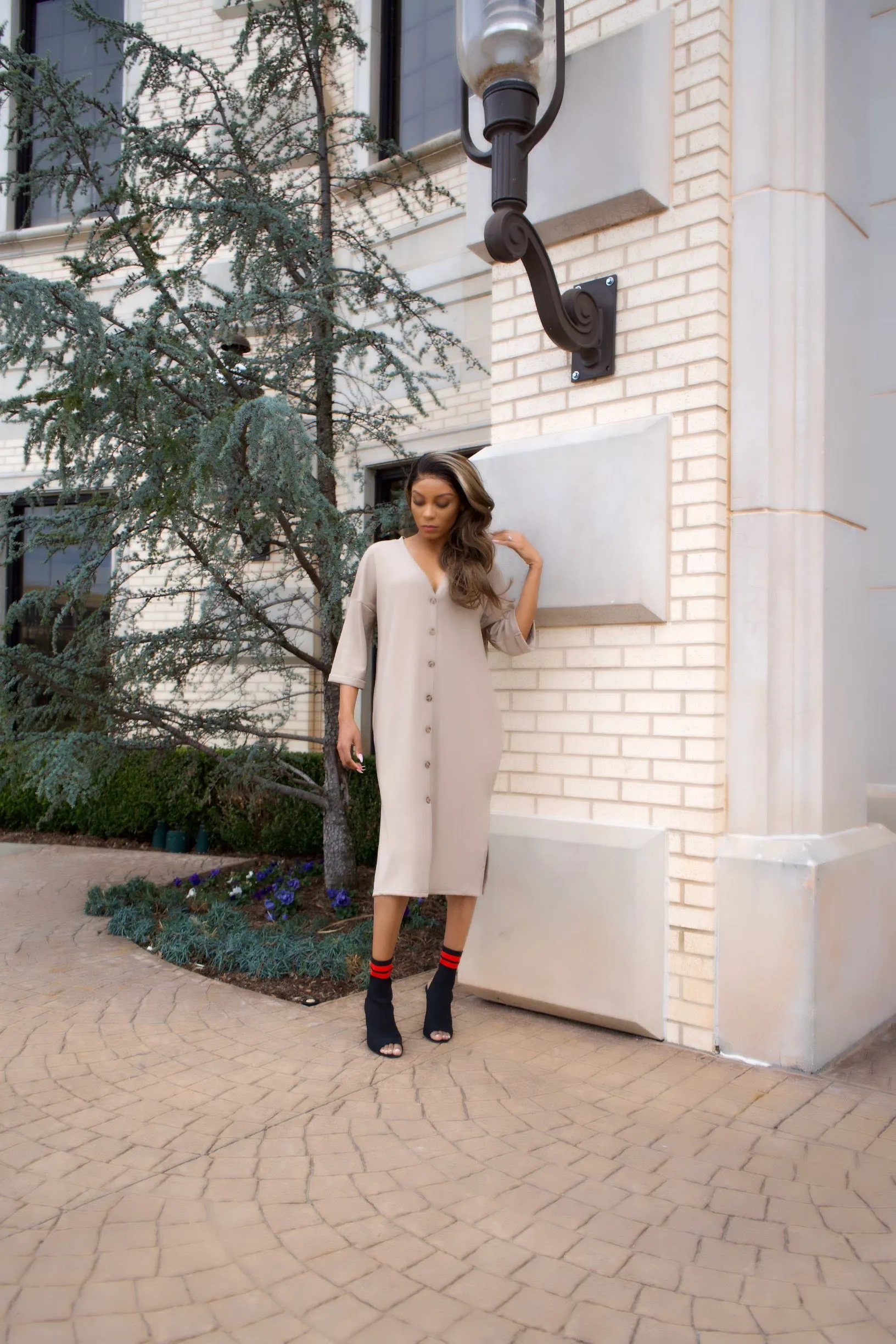 Low Key Cardigan Dress || Taupe
