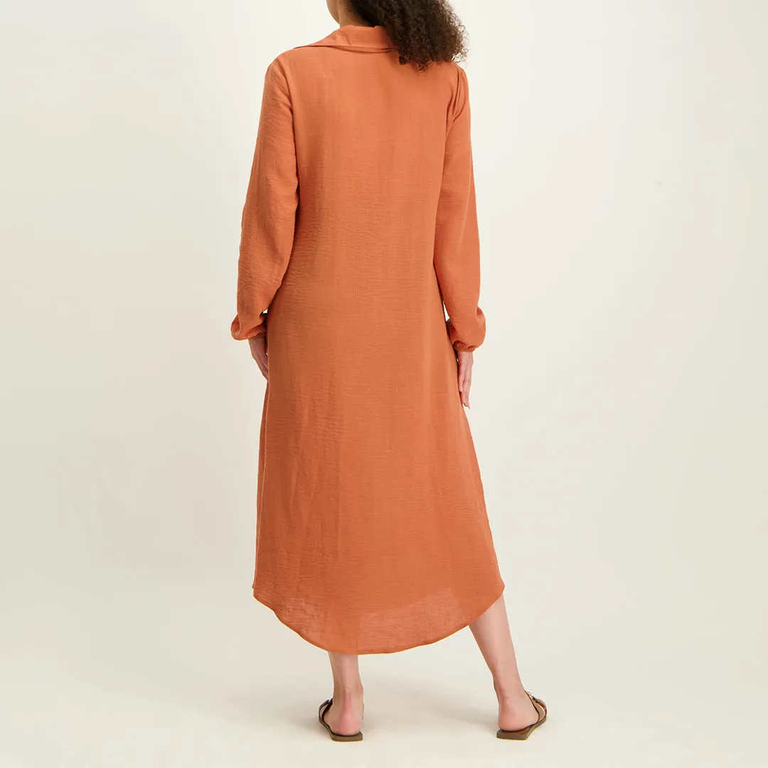 Lt Rust Button Dress