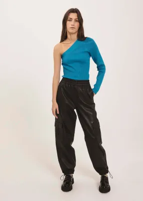 Malikka cargo leather pants - Black