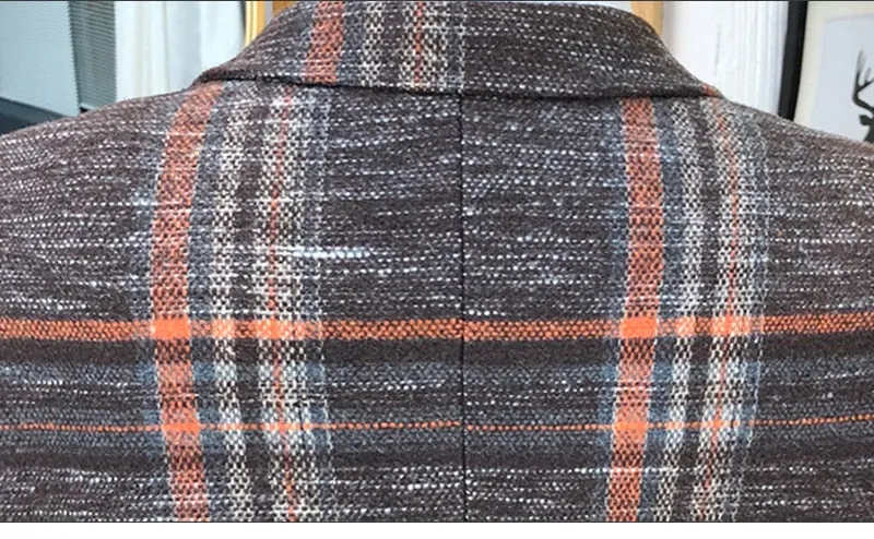 Men Blazer Slim Fit Designs Male Plaid Blazer