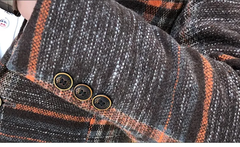 Men Blazer Slim Fit Designs Male Plaid Blazer