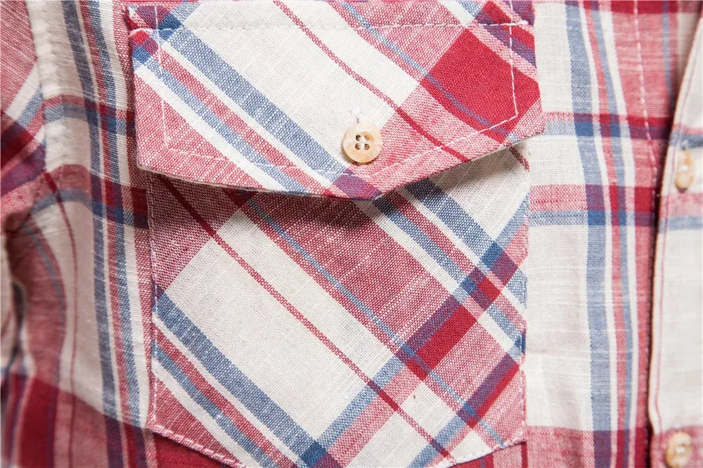 Men Cotton Short Sleeve Checkered Shirt