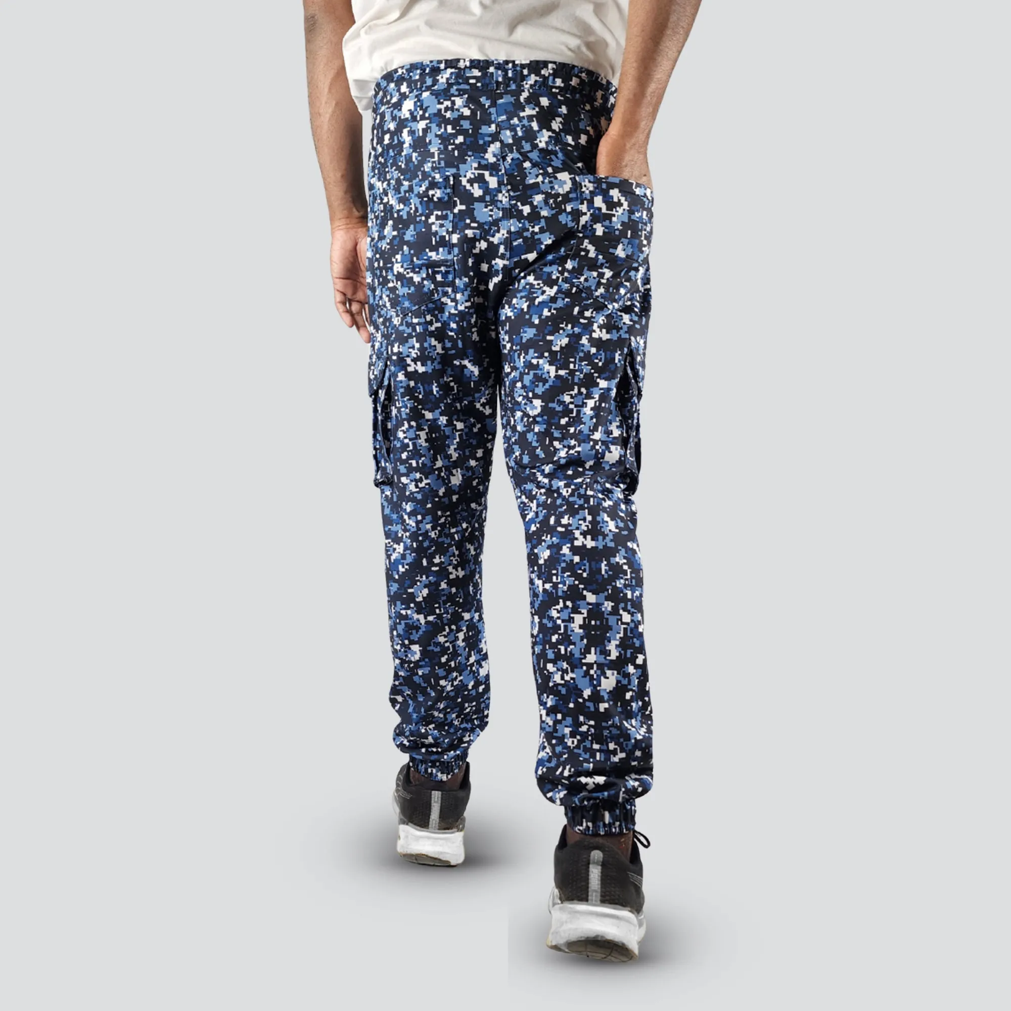 Men's Camo Cargo Pants With 6 Pockets - Blue
