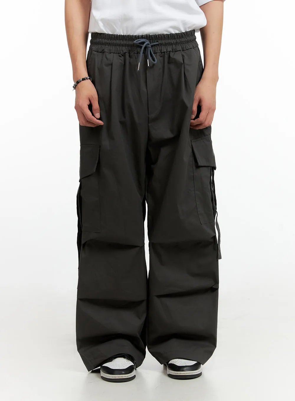 Men's Cargo Wide-Leg Pants (Dark Gray) IG402