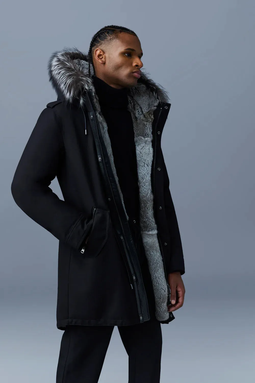 Men's Mackage Moritz Rabbit Fur Lined Parka - Black