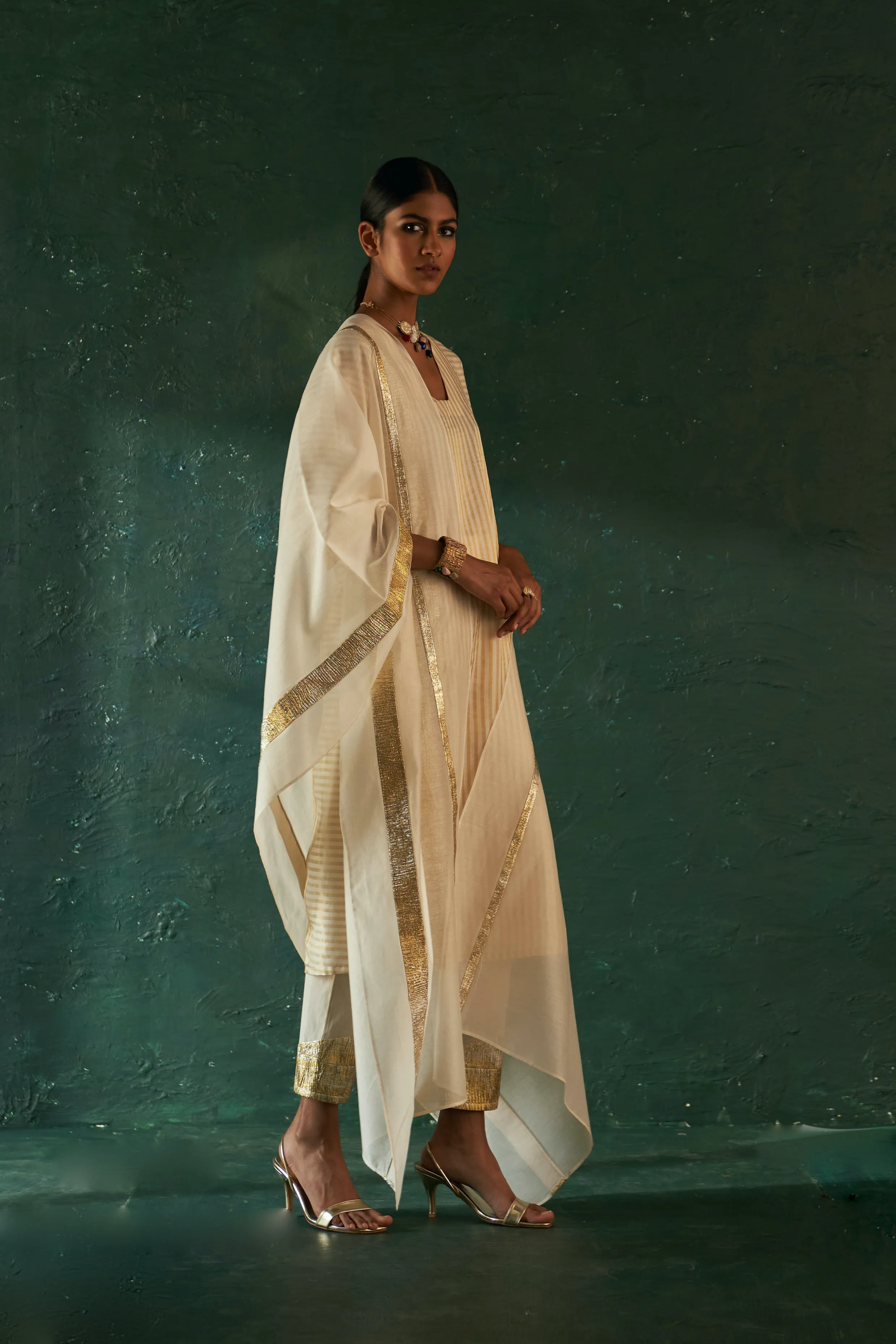 Midas Ivory Stripe Kurta - Set of 3
