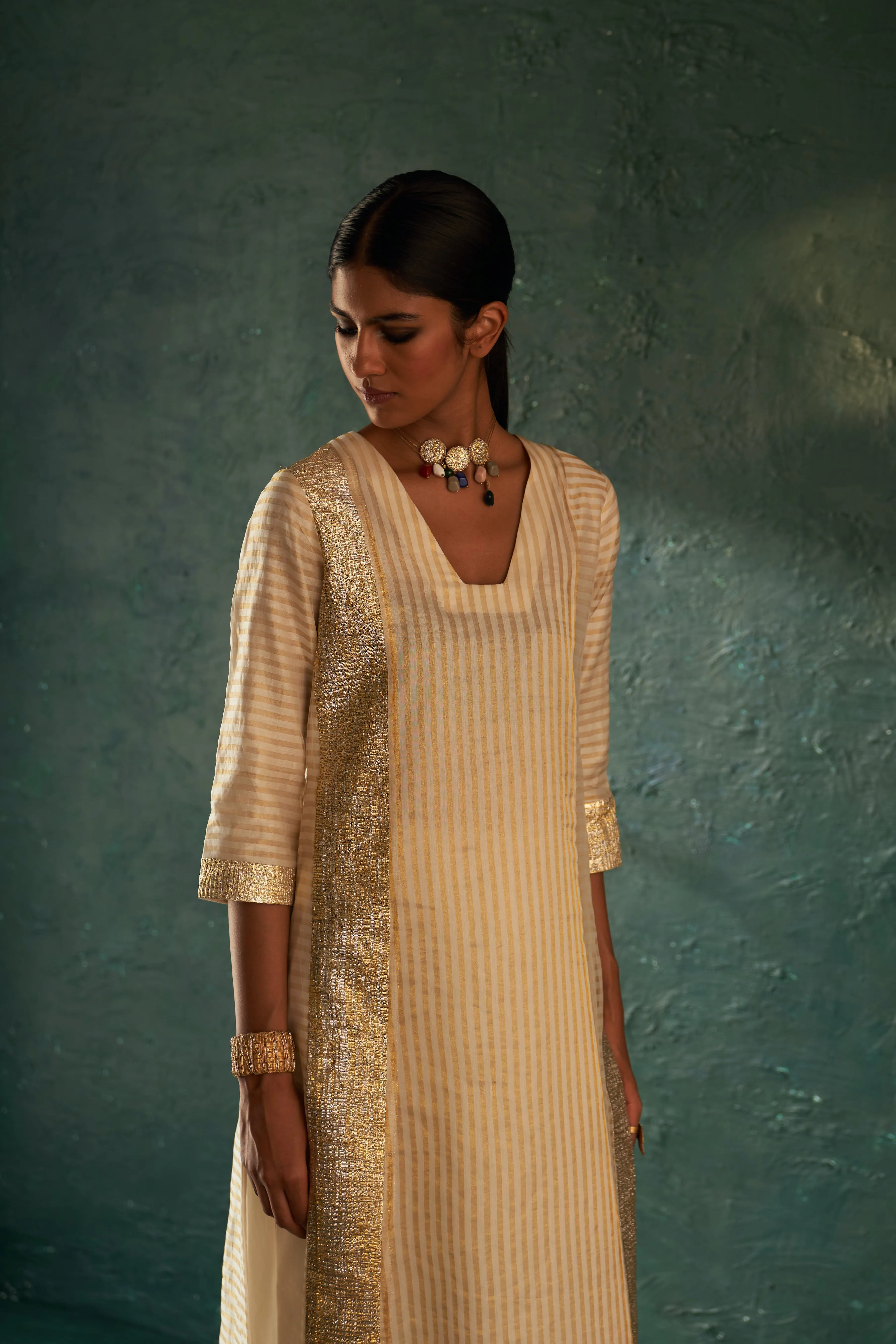 Midas Ivory Stripe Kurta - Set of 3