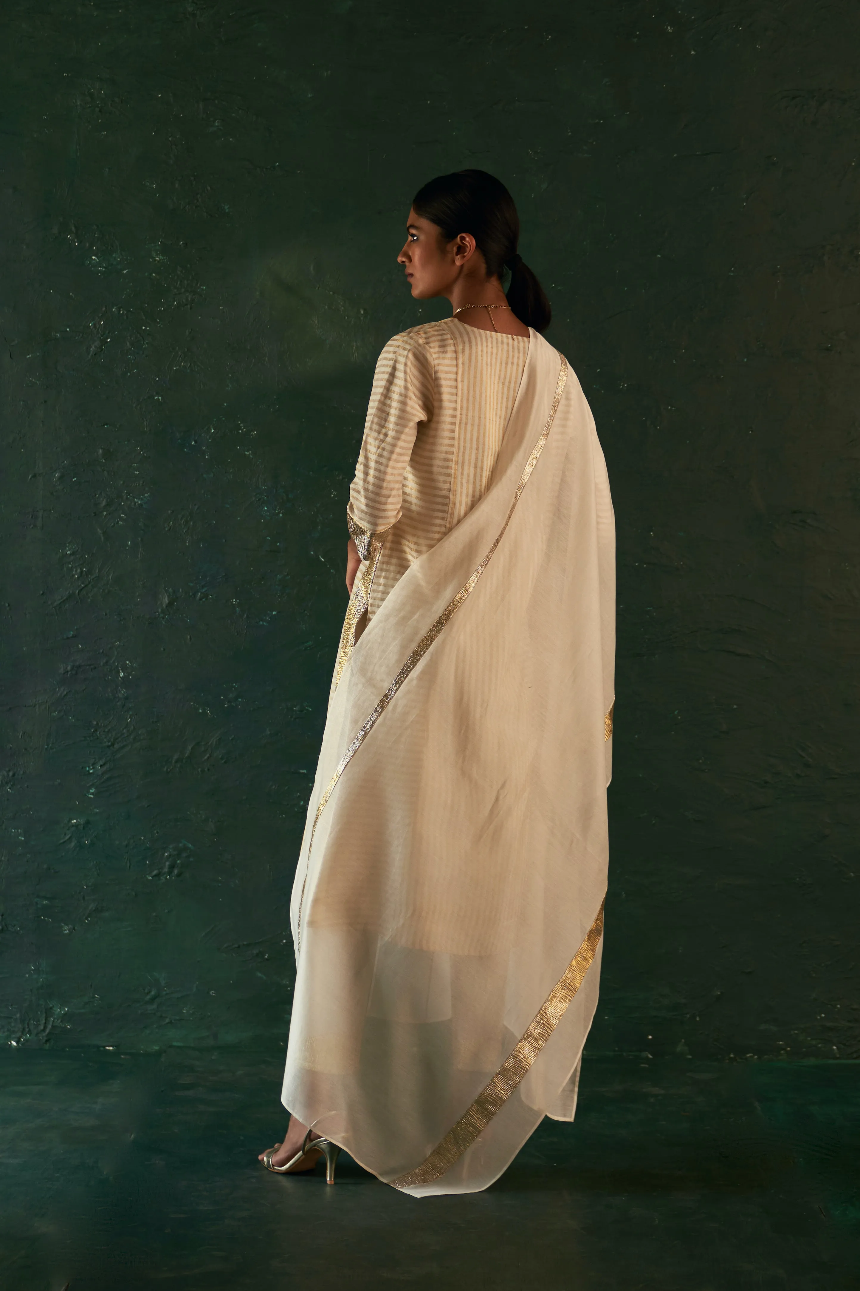 Midas Ivory Stripe Kurta - Set of 3