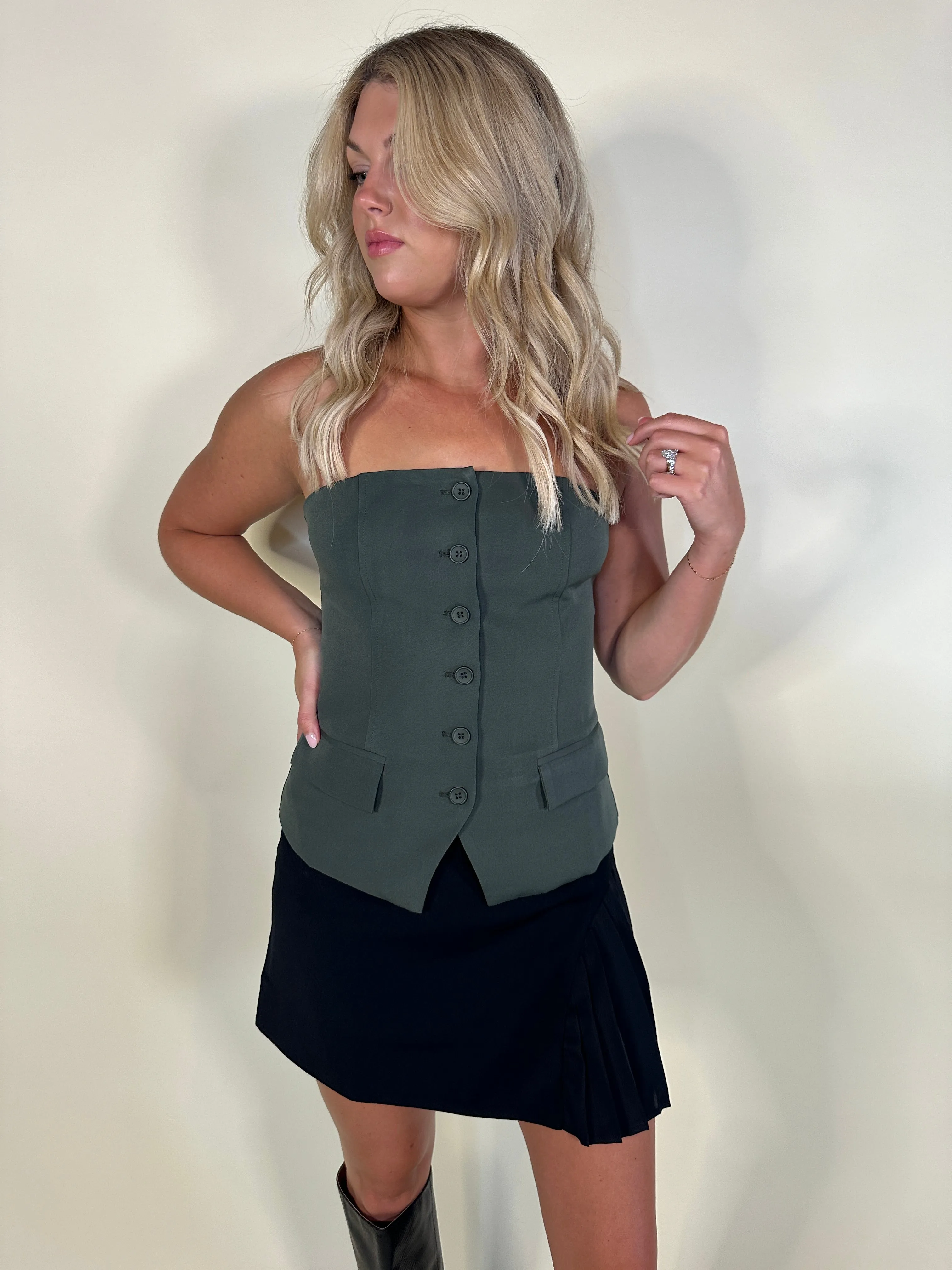 Midnight Pleated Detail Mini Skirt