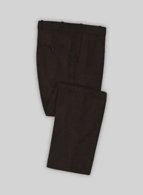 Naples Wide Herringbone Dark Brown Tweed Pants