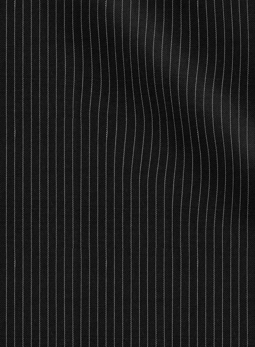 Napolean Slim Stripe Black Wool Pants