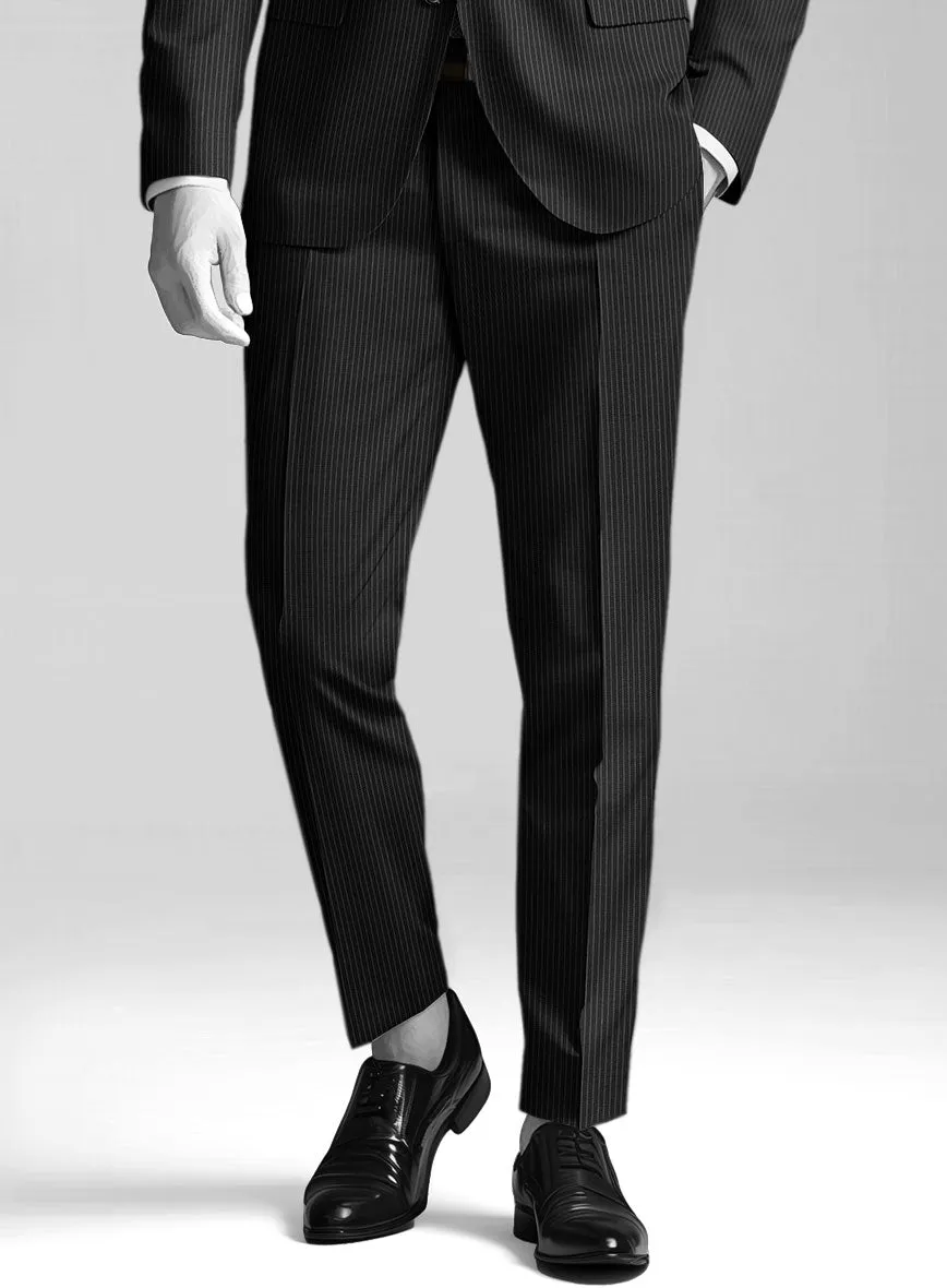 Napolean Slim Stripe Black Wool Pants
