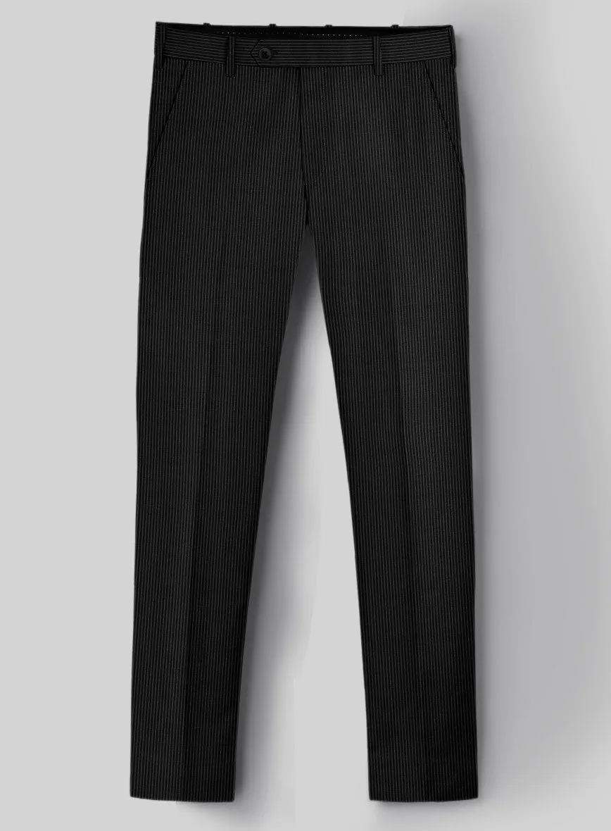 Napolean Slim Stripe Black Wool Pants