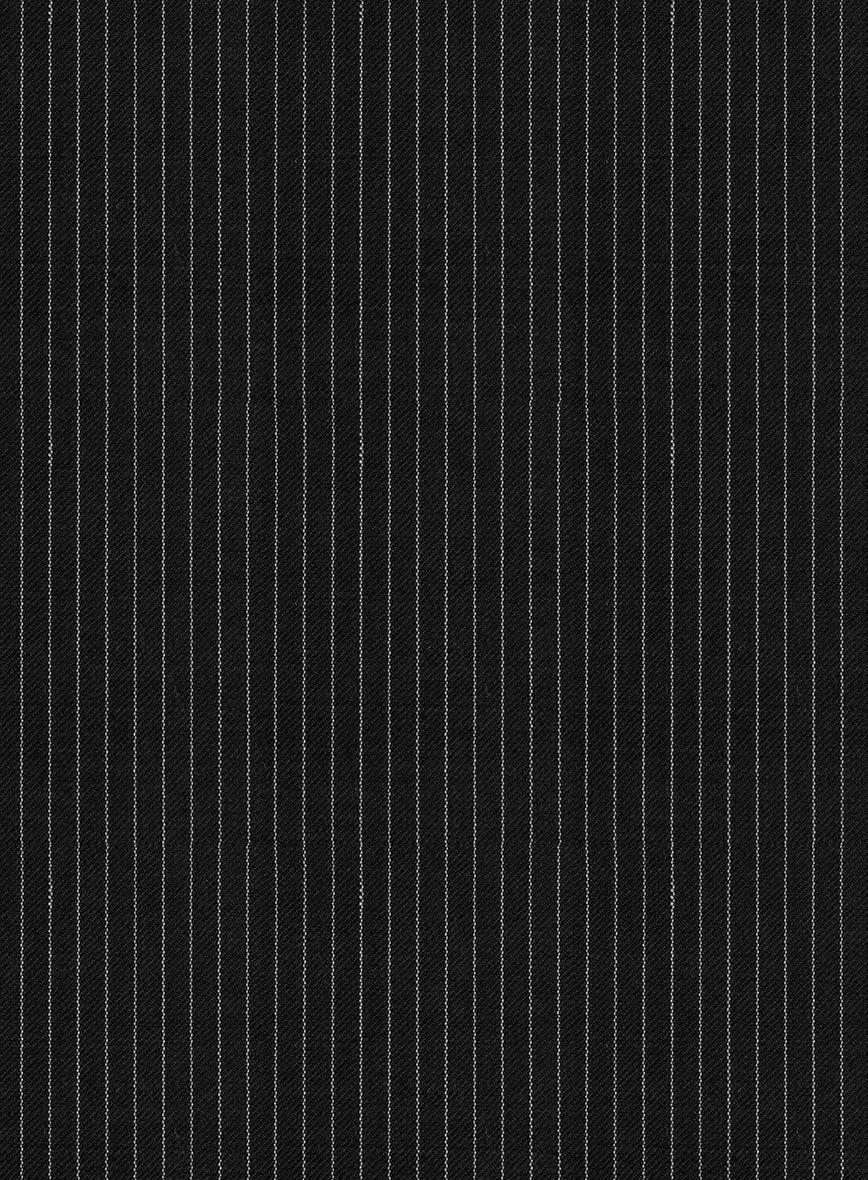 Napolean Slim Stripe Black Wool Pants