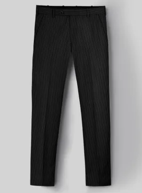 Napolean Slim Stripe Black Wool Pants