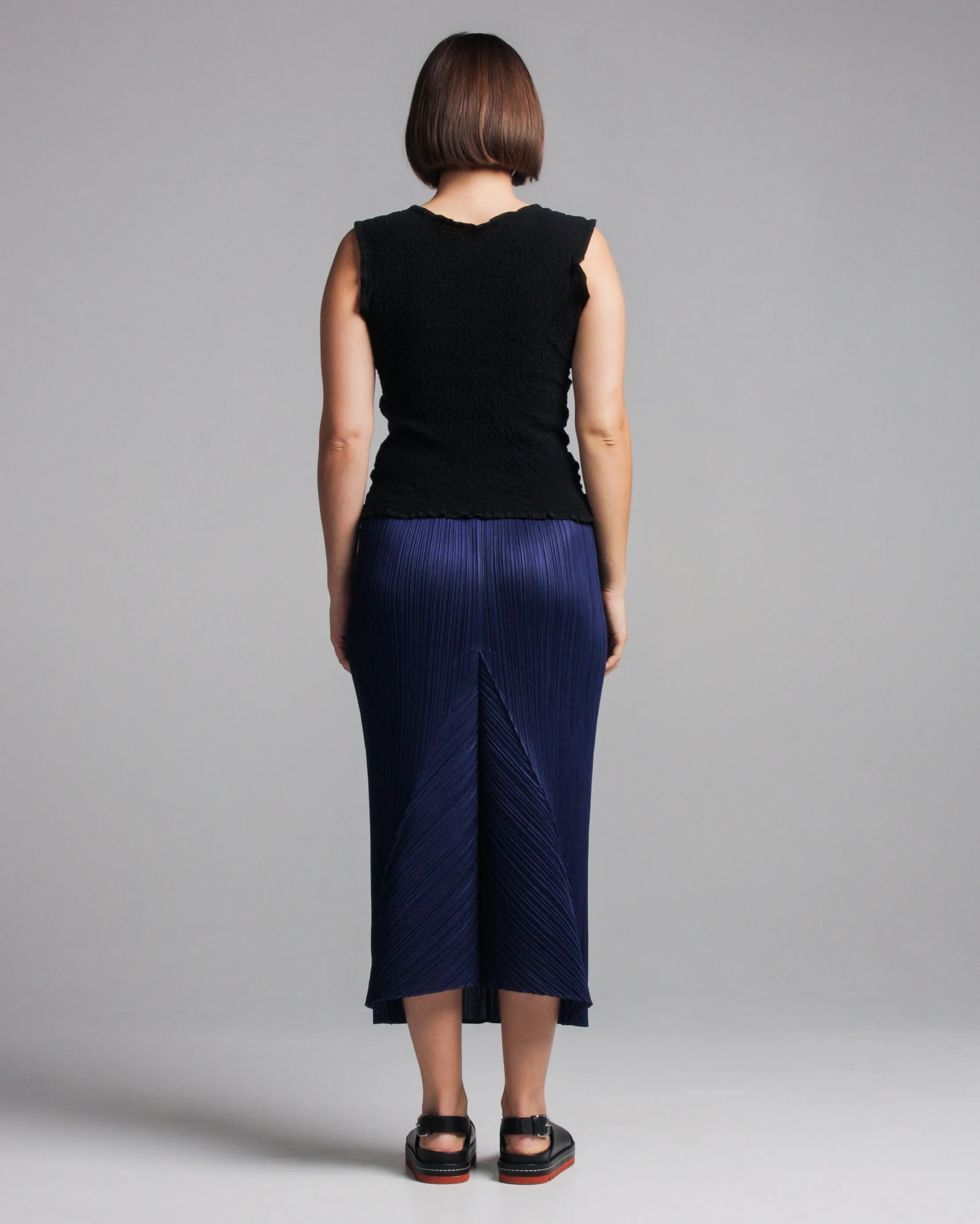 Navy Pleated Skirt