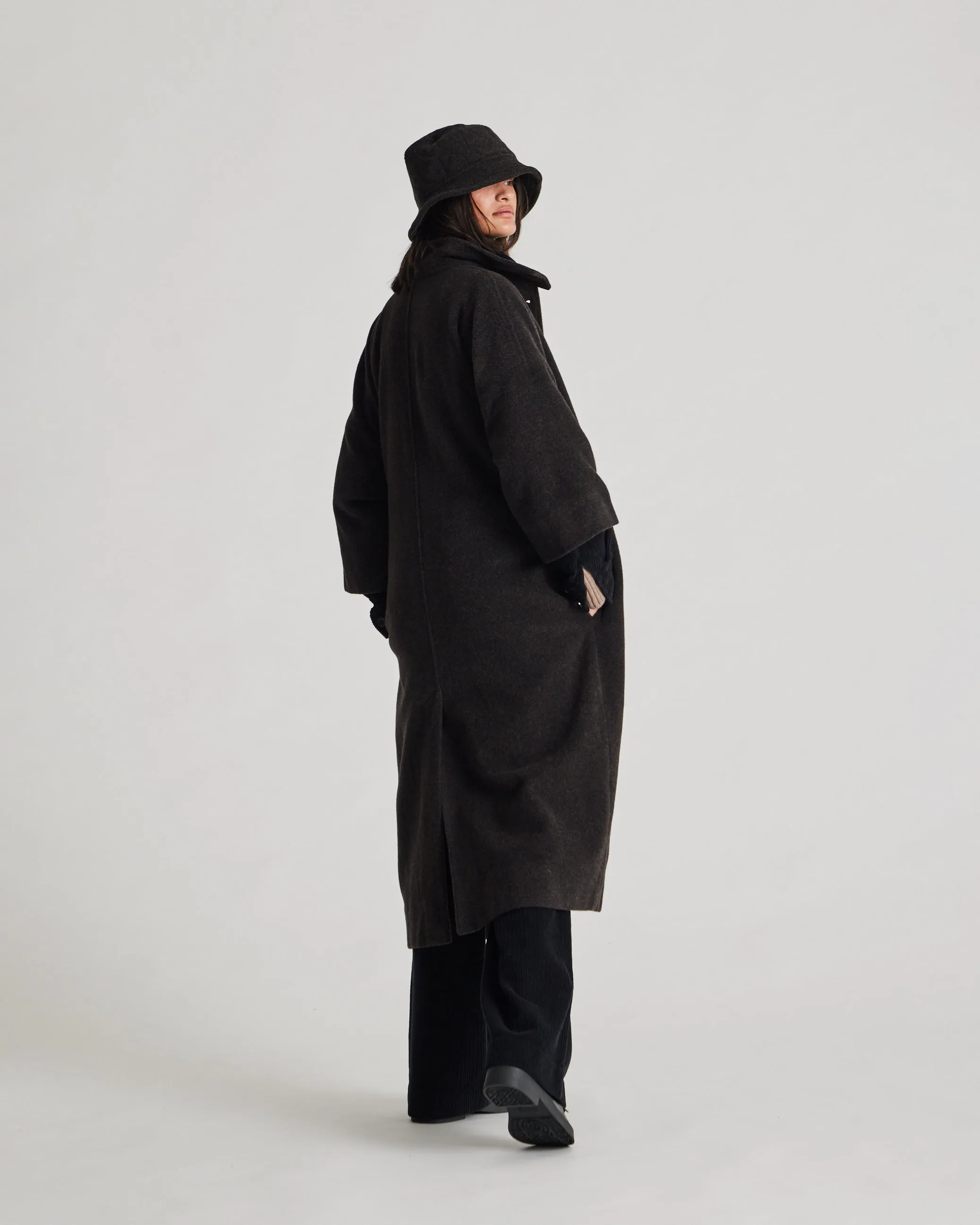 Nete Coat - Mulch/ Ecru Herringbone