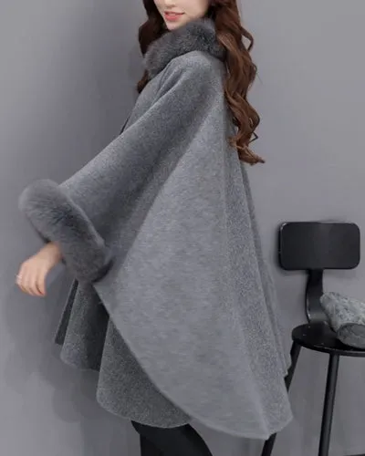 New Fox Fur Collar Woolen Coat