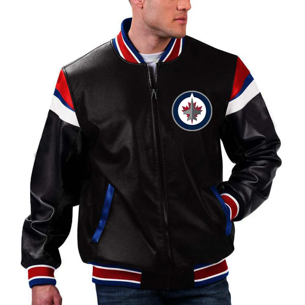 NHL Black Winnipeg Jets Leather Jacket