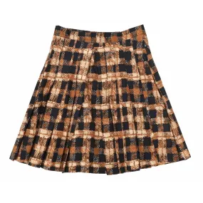 Noma Distressed Plaid Pleated Skirt