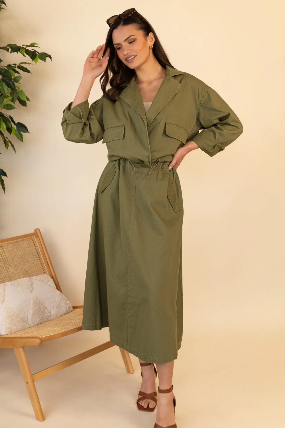 Pamala Olive Green Cropped Jacket