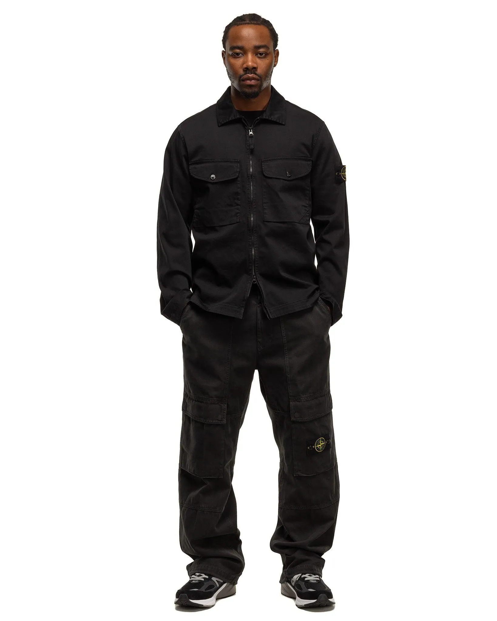 Panama Cotton 'OLD' Effect Relaxed Fit Cargo Pants Lead Grey
