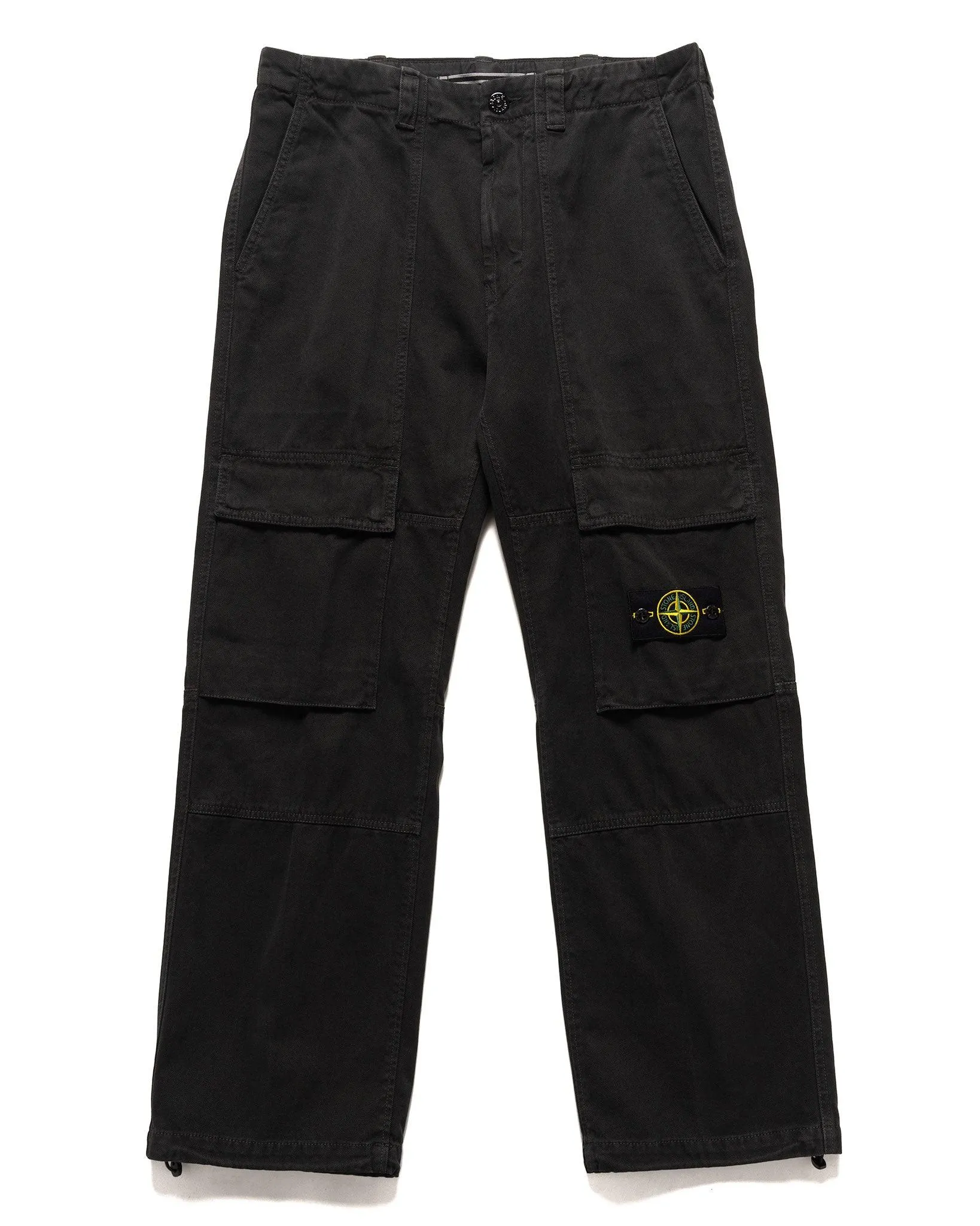 Panama Cotton 'OLD' Effect Relaxed Fit Cargo Pants Lead Grey