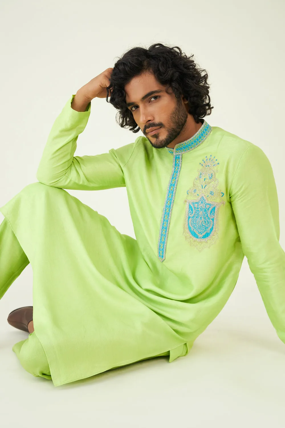 Parvez Color Block Embroidered Kurta Set