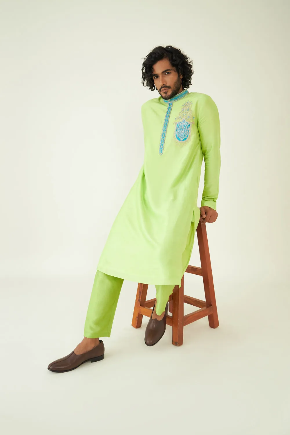 Parvez Color Block Embroidered Kurta Set