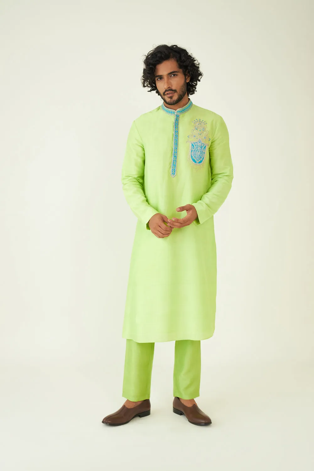 Parvez Color Block Embroidered Kurta Set