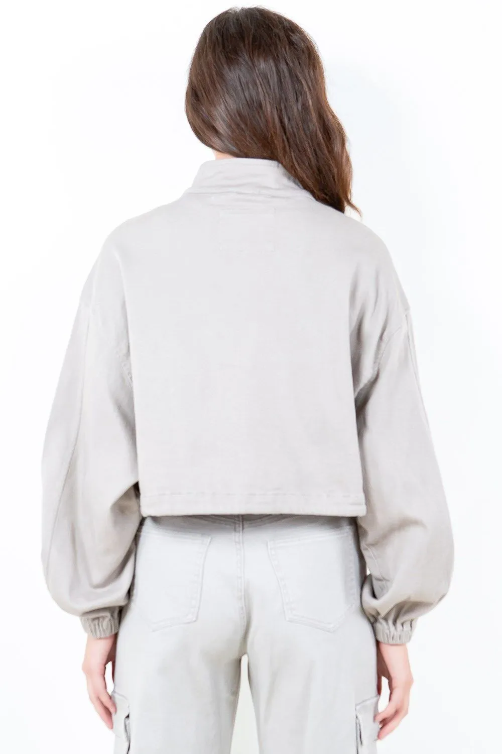 Plus Size Cropped Cargo Jacket With Pockets