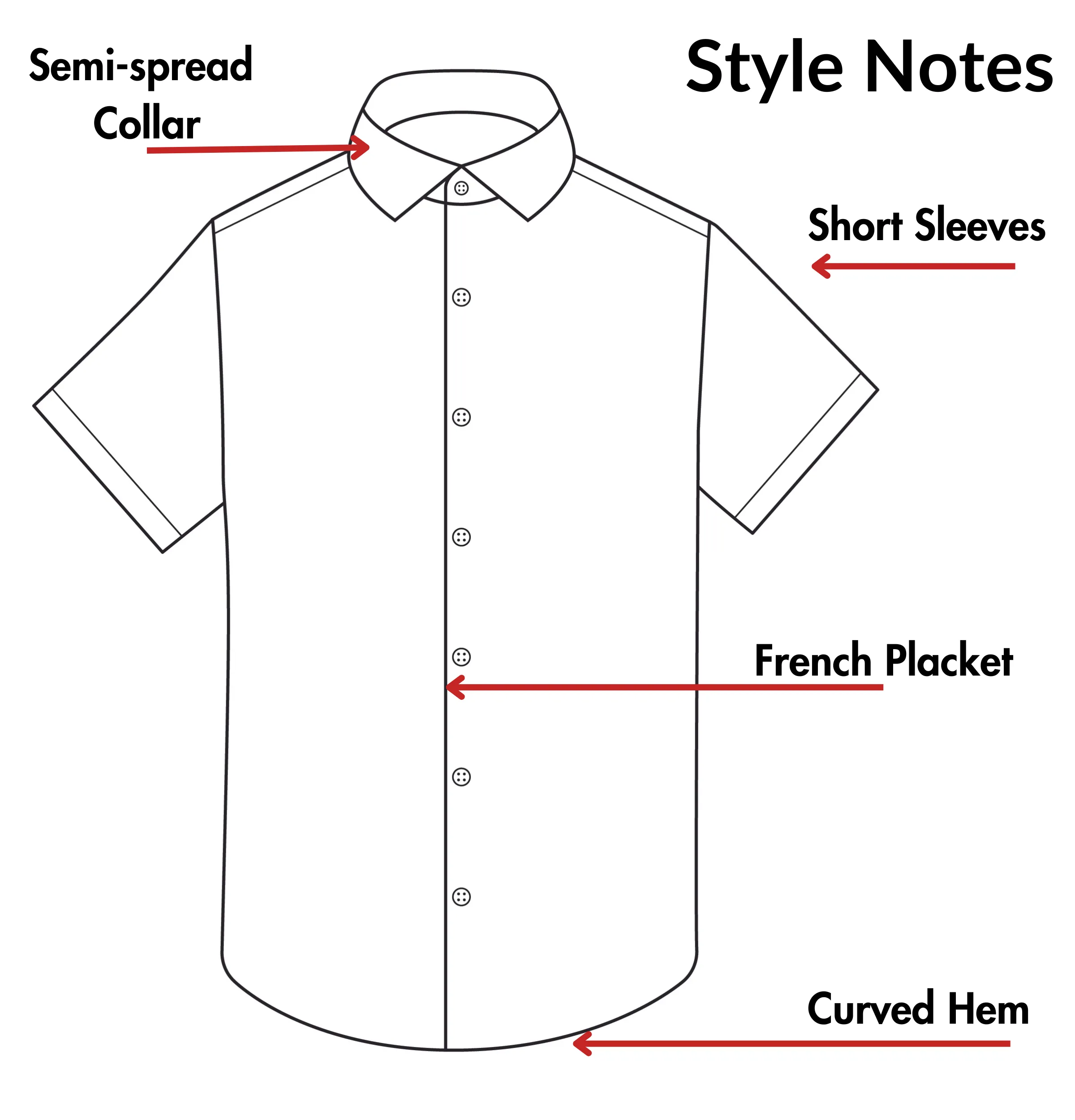 Pure Cotton - Semi-Spread Collar - Short Sleeve - White Pyramids