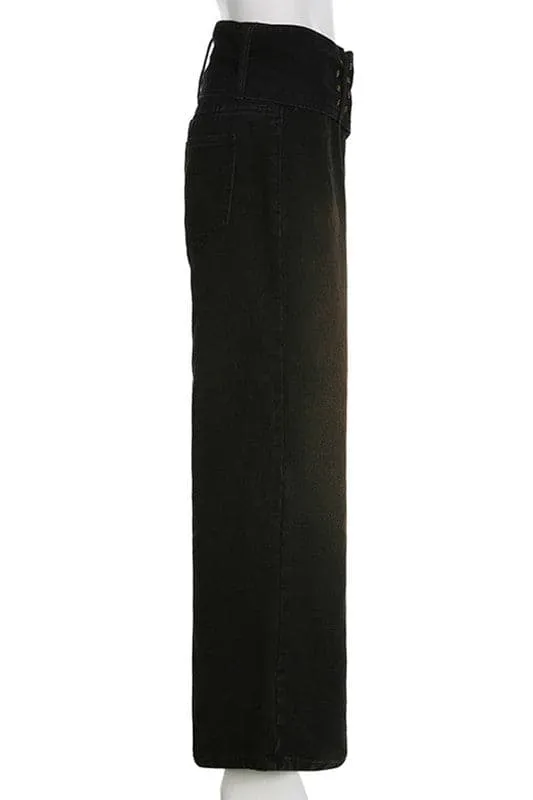 PZ817 Low Waist Big Belt Jeans