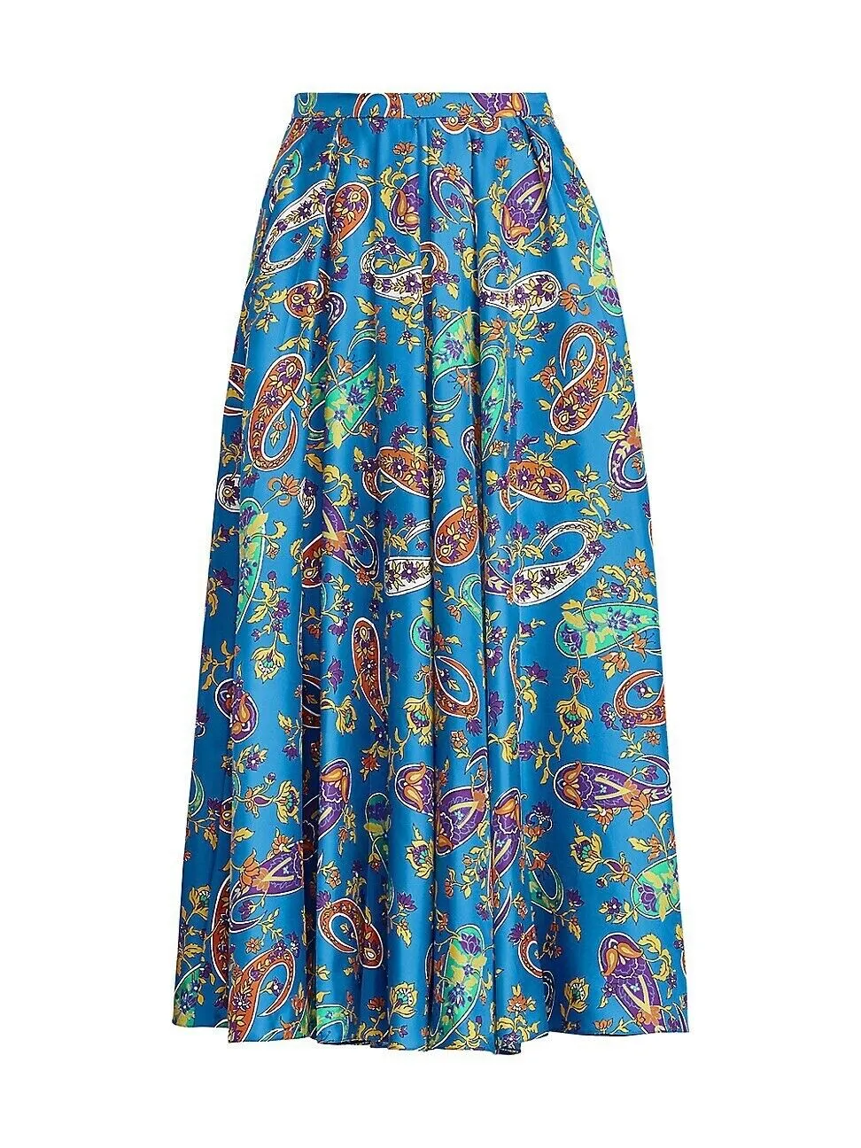 Ralph Lauren Collection Wo Beasley Blue Pleated Silk Midi Skirt Sz US 4 S small ladies