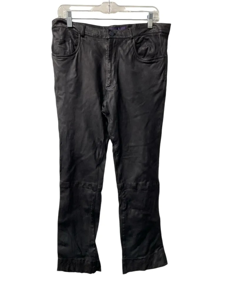 Ralph Lauren Size 34 Black Lambskin 5 Pocket zip fly High Waist Bootcut Pants