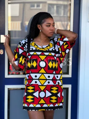 Red Samakaka Dashiki Shirt / Dashiki Dress - African print top - Unisex