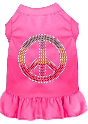 Rhinestone Rasta Peace Dress Bright Pink Med (12)
