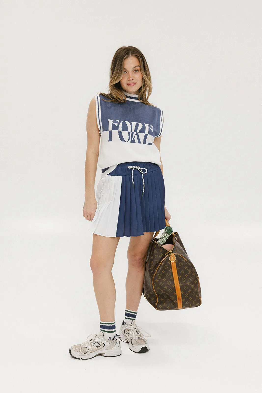 Rose Pleated Skirt - Indigo