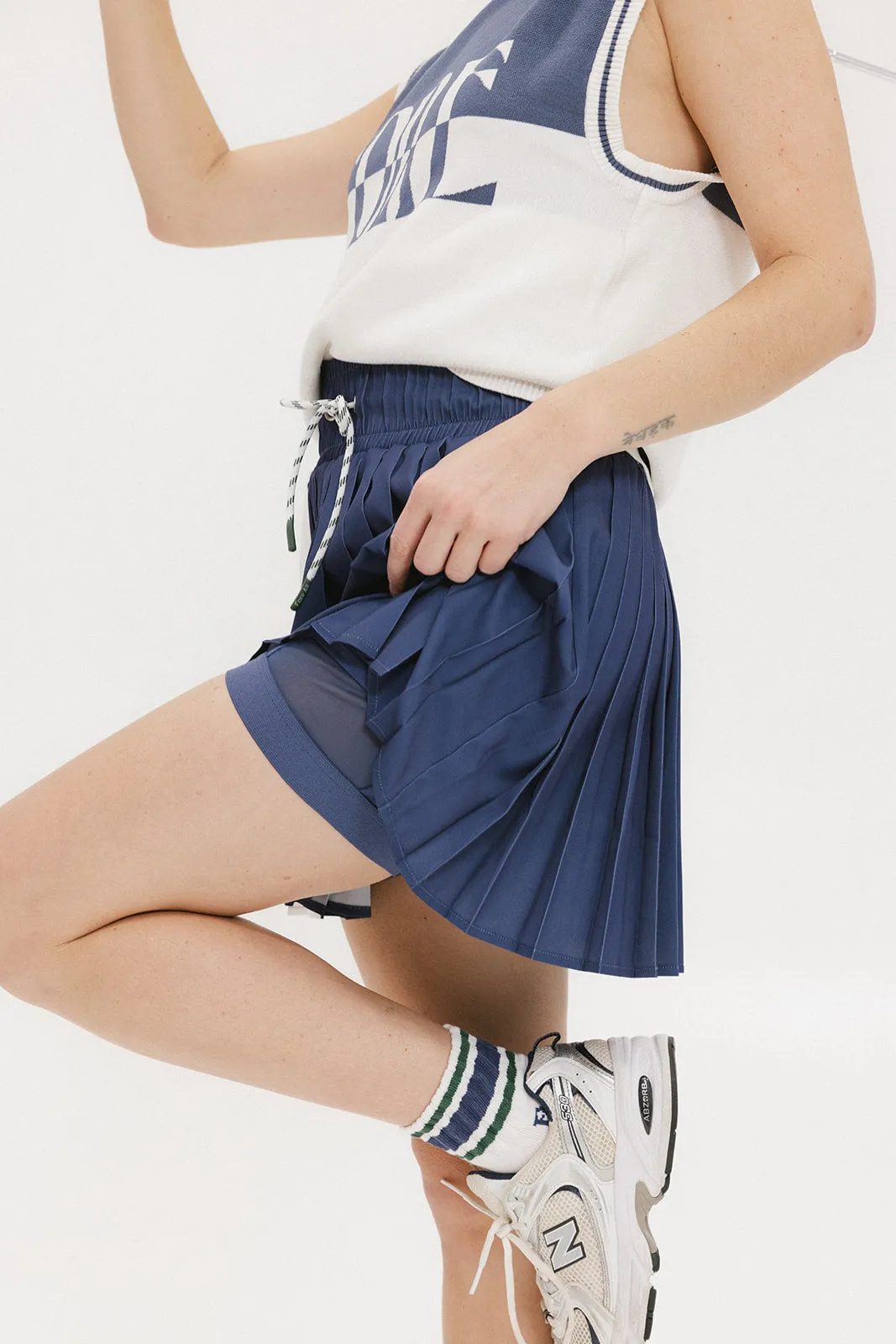 Rose Pleated Skirt - Indigo