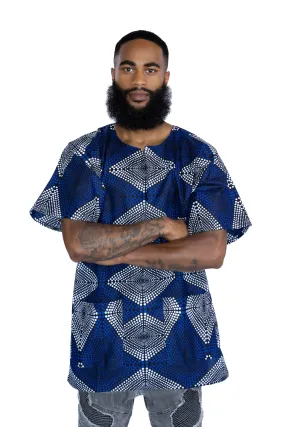 Royal blue diamonds Dashiki Shirt / Dashiki Dress - African print top - Unisex