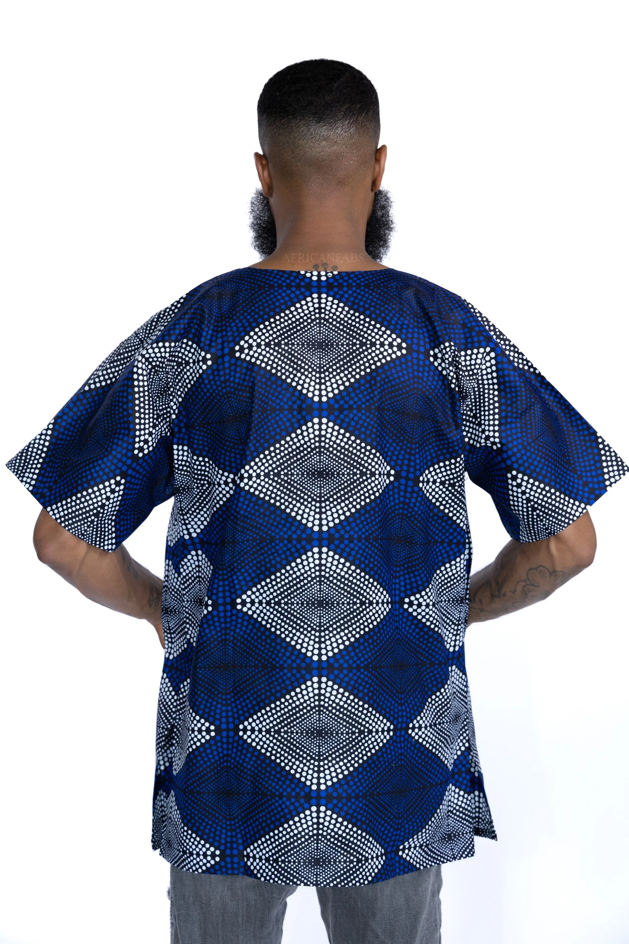 Royal blue diamonds Dashiki Shirt / Dashiki Dress - African print top - Unisex