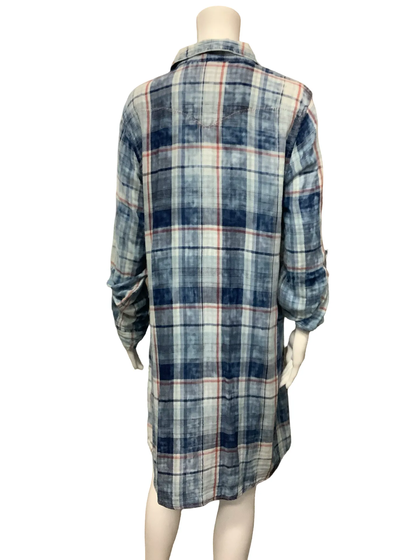 Ryan Michael Plaid Print Long Sleeve Shirt Dress Size: XL
