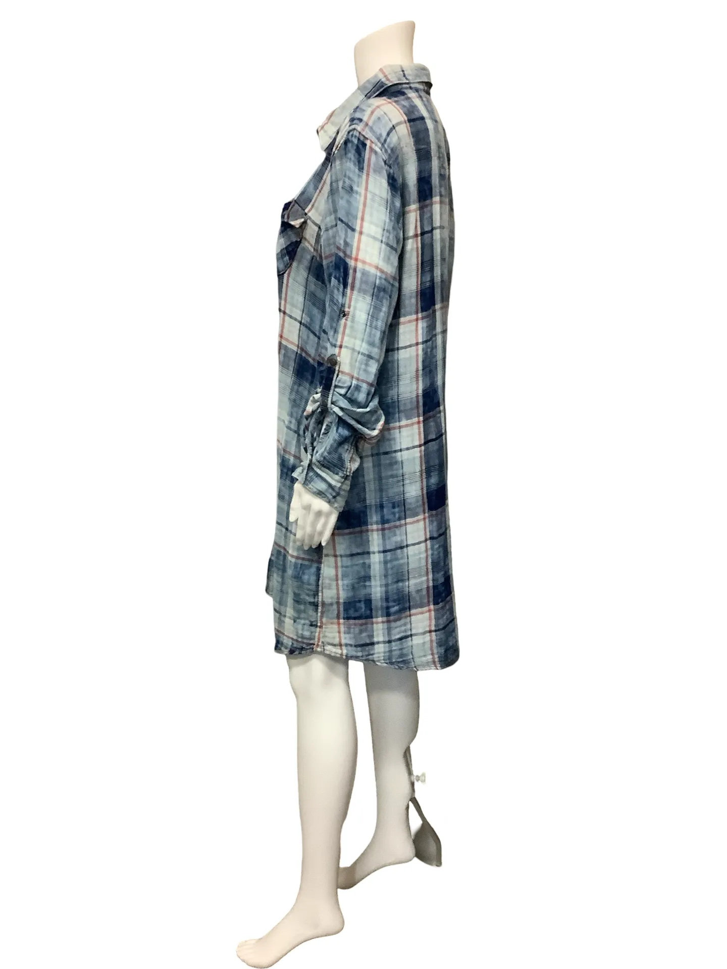 Ryan Michael Plaid Print Long Sleeve Shirt Dress Size: XL