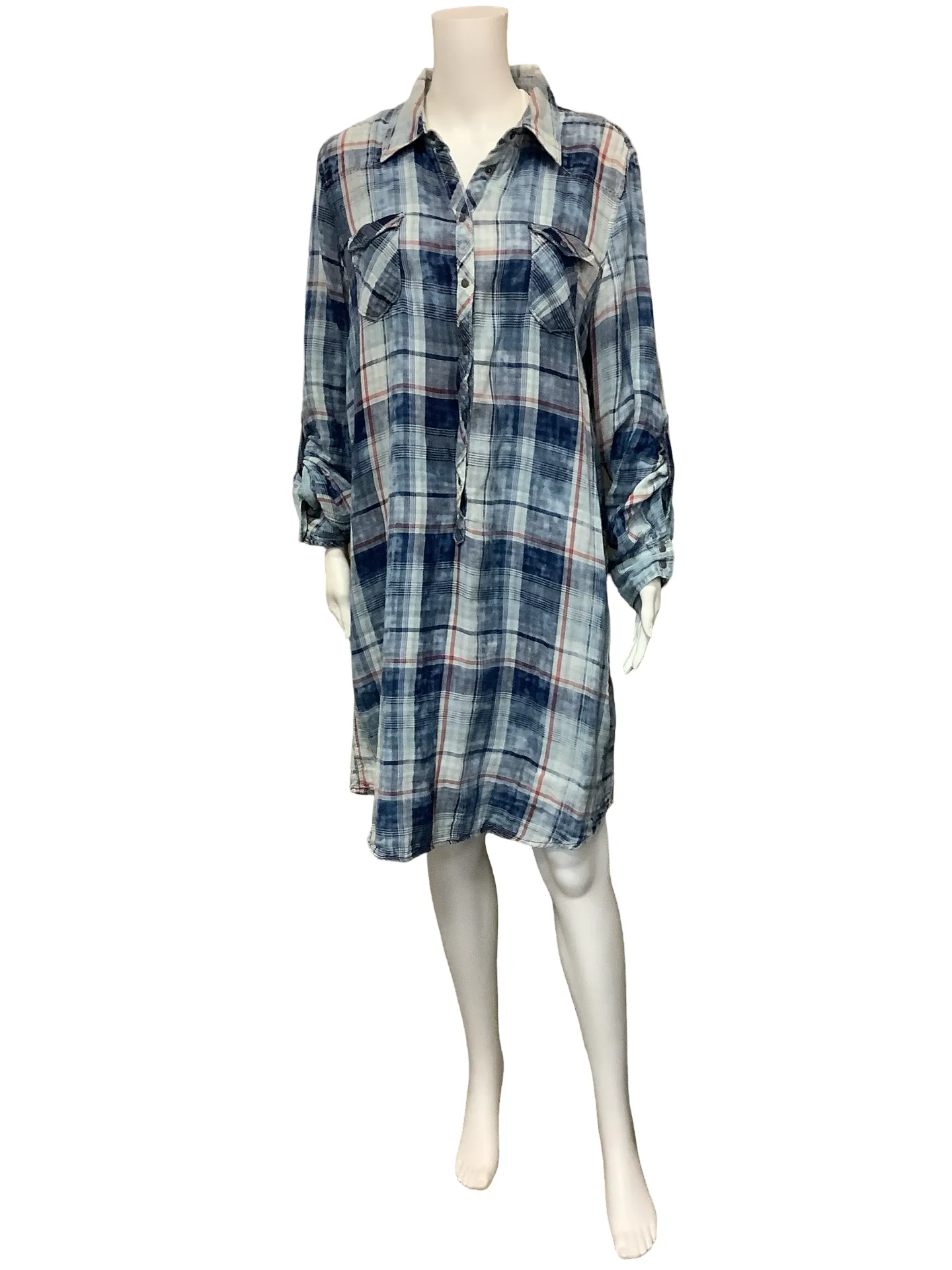Ryan Michael Plaid Print Long Sleeve Shirt Dress Size: XL