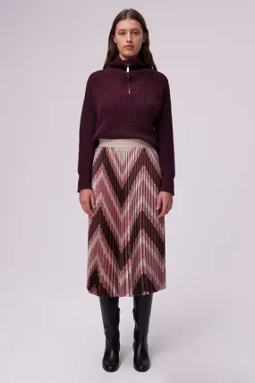 SAPHORA PINK VINTAGE HERRINGBONE PLEATED SKIRT