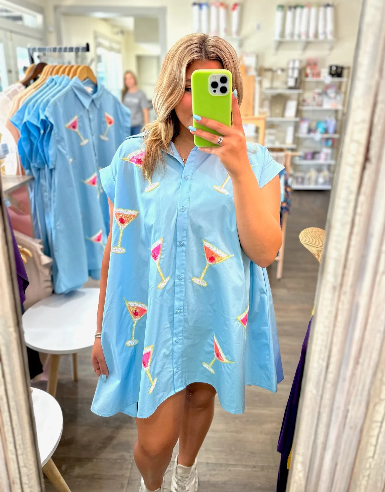 Sequin Martinis Shirt Dress