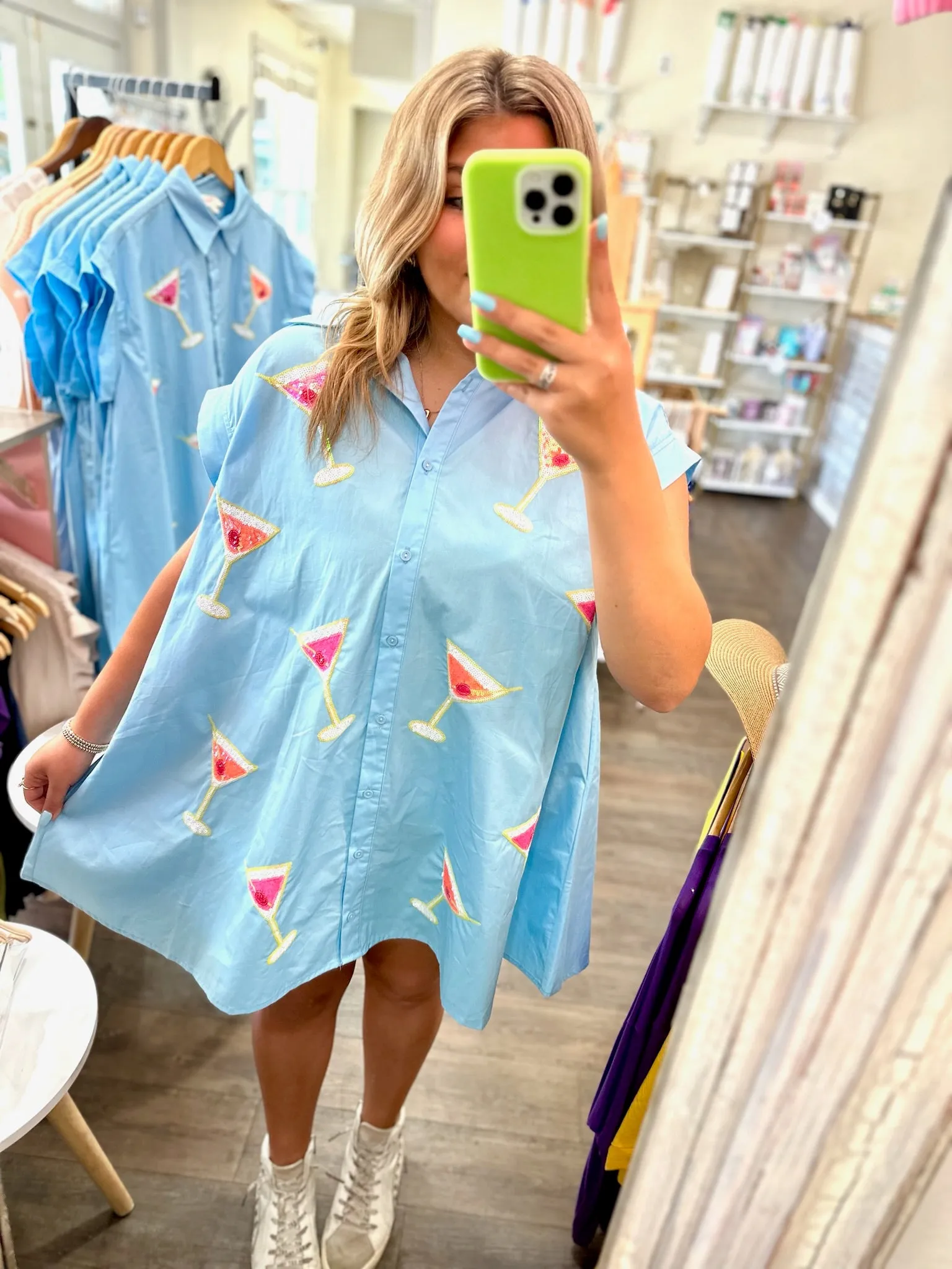 Sequin Martinis Shirt Dress
